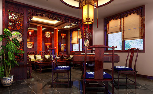 姜堰古典中式风格茶楼包间设计装修效果图